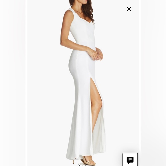 NEW Dress the Population Monroe Side Slit Maxi White Medium - Picture 2 of 3